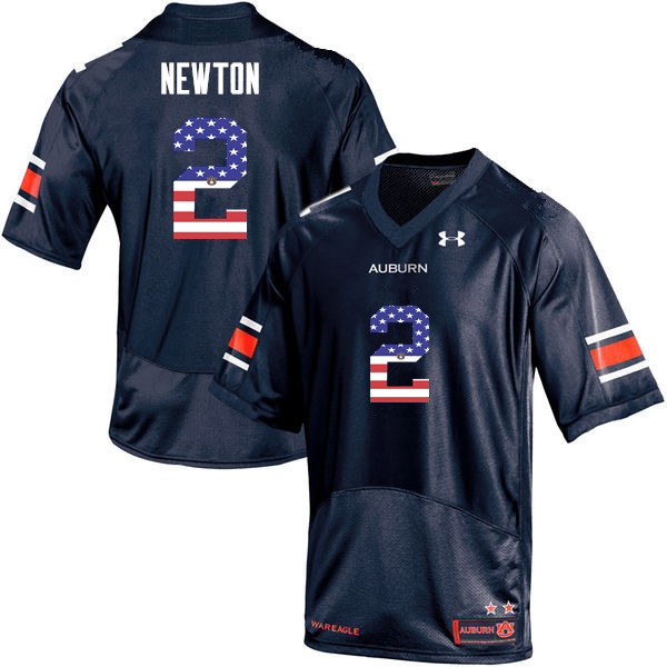 Auburn Tigers Men's Cam Newton #2 Navy Under Armour Stitched College USA Flag Fashion NCAA Authentic Football Jersey DOS0074YG